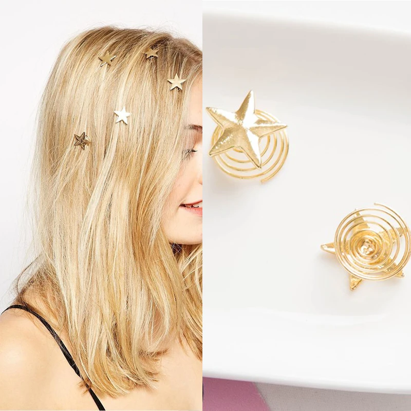 M MISM 4 PCS/Set Girls Spiral Golden Star Hair Clips Small Simple Solid Headwear American Fashion Style Shining Hair Accessories
M MISM 4 PCS/Set Girls Spiral Golden Star Hair Clips Small Simple Solid Headwear American Fashion Style Shining Hair Accessories