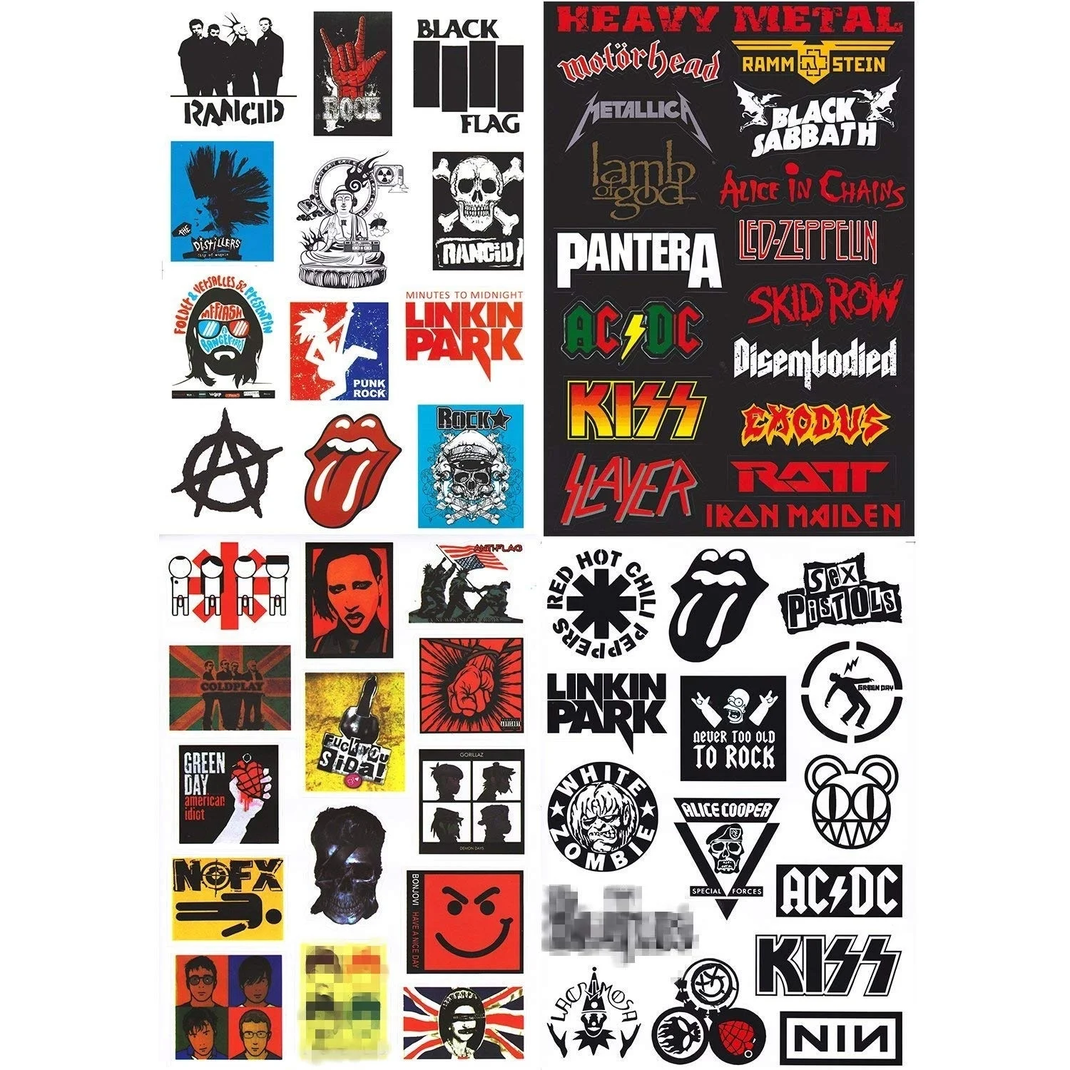 For 4 sheets 57pcs Assorted Rock Punk Music Band Vinyl Laptop Stickers - Car Bumper, Skateboard, Guitar, Computer Sticker
For 4 sheets 57pcs Assorted Rock Punk Music Band Vinyl Laptop Stickers - Car Bumper, Skateboard, Guitar, Computer Sticker