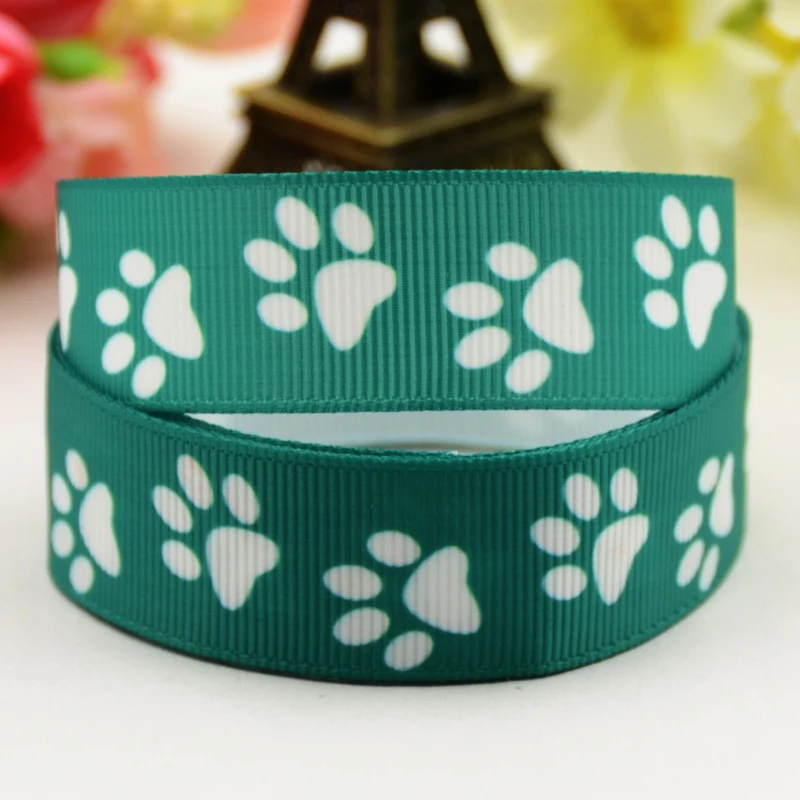 

7/8'' 22mm,1" 25mm,1-1/2" 38mm,3" 75mm Dog paw Cartoon Character printed Grosgrain Ribbon party decoration X-01190 10 Yards