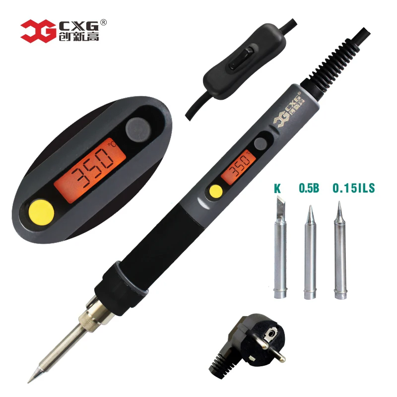 Electric Soldering iron C60W CXG LCD Adjustable Temperature EU plug Welding Solder Station Heat Pencil 2pcs Tips Soldering iron
Electric Soldering iron C60W CXG LCD Adjustable Temperature EU plug Welding Solder Station Heat Pencil 2pcs Tips Soldering iron