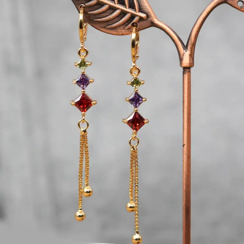 Indian Jewel Bohemian Style Gold Earrings For Women High Quality Colorful Zircon Tassel Dangle Earrings OBS4603_GD_MC
Indian Jewel Bohemian Style Gold Earrings For Women High Quality Colorful Zircon Tassel Dangle Earrings OBS4603_GD_MC