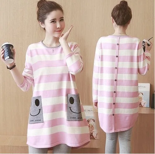 Pregnant Women Summer Sleep smiling print Striped Dress Breastfeeding and Nursing Women's Clothing Casual pocket Dress
Pregnant Women Summer Sleep smiling print Striped Dress Breastfeeding and Nursing Women's Clothing Casual pocket Dress