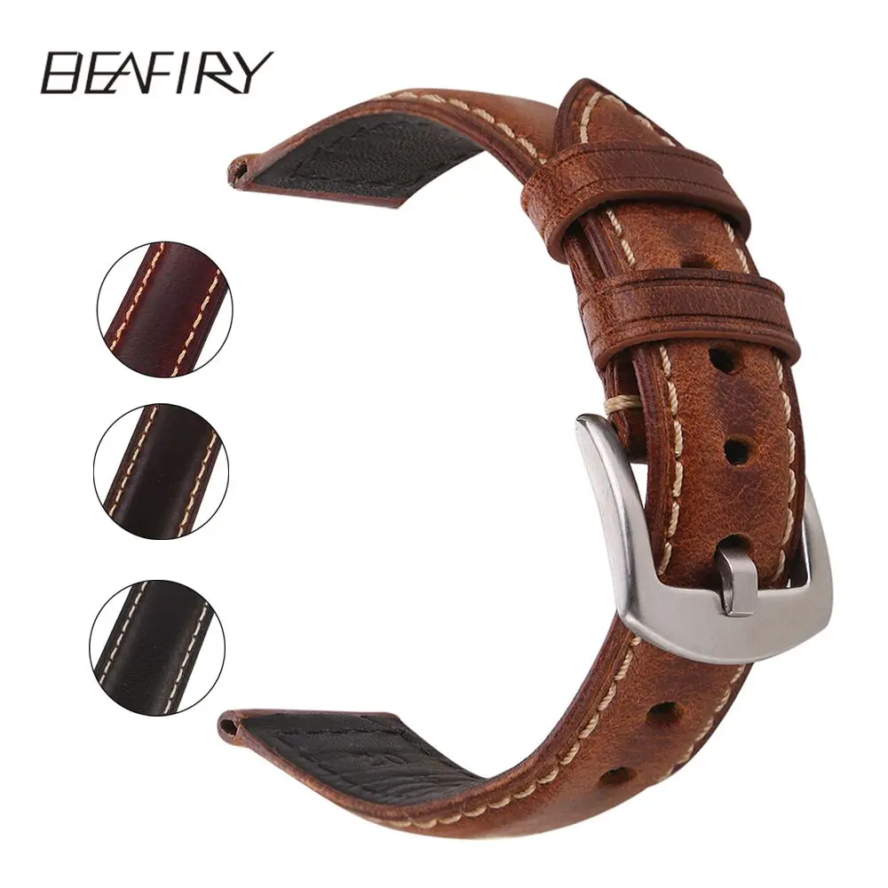 BEAFIRY Genuine Leather Watch Band 18 20mm Dark Brown Light Brown Wine Red Black Grey Oil tanned Natural Crack Leather Straps
BEAFIRY Genuine Leather Watch Band 18 20mm Dark Brown Light Brown Wine Red Black Grey Oil tanned Natural Crack Leather Straps