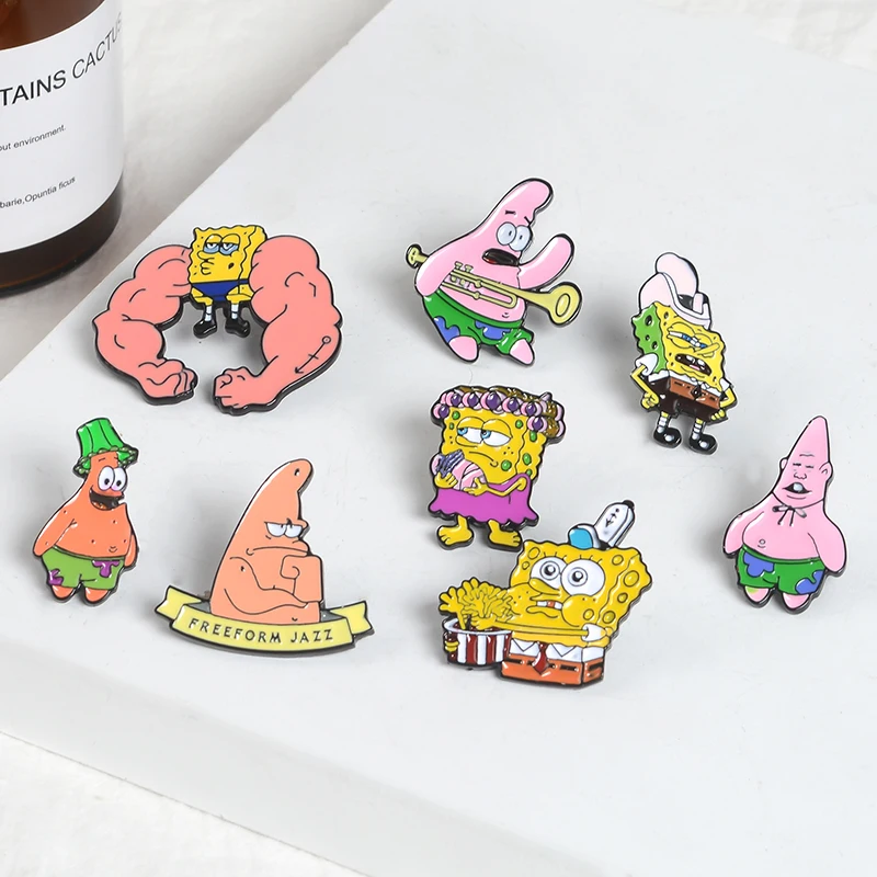 Funny Sponge starfish Button Pins Muscular man musician grandmother Enamel Brooches lapel Pin Badges Cartoon Animal Jewelry Gift
Funny Sponge starfish Button Pins Muscular man musician grandmother Enamel Brooches lapel Pin Badges Cartoon Animal Jewelry Gift