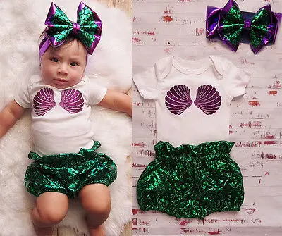 3pcs Mermaid Baby Kids Scales Sequin set Girls Scallop Print Tops+Pants Headband Outfits
3pcs Mermaid Baby Kids Scales Sequin set Girls Scallop Print Tops+Pants Headband Outfits