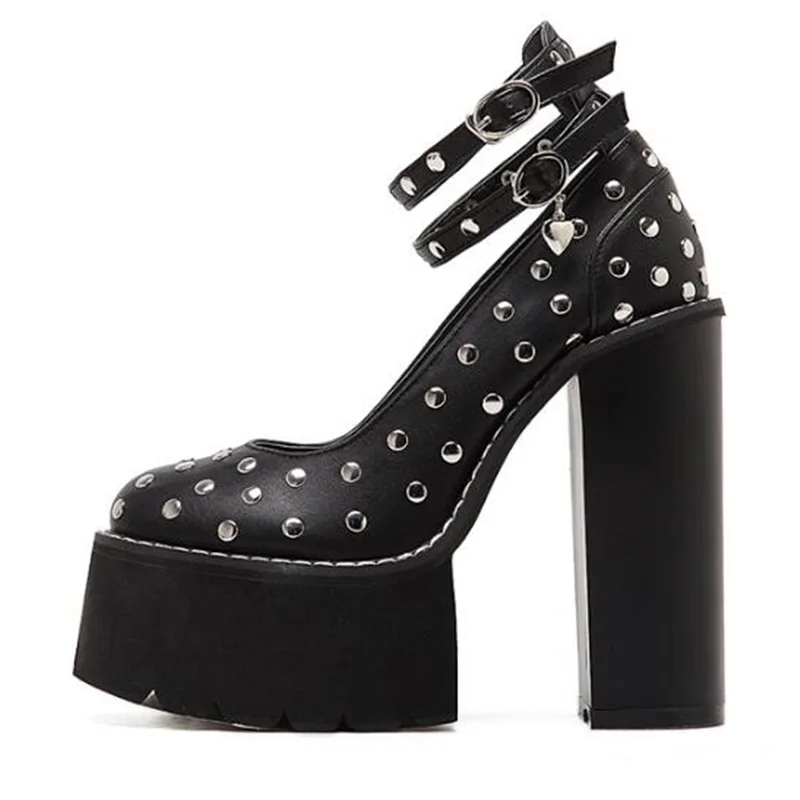 2018 Rivets Studded Platform Thick Heels Shoes Punk Style Ankle Strap Pumps Newest Night Club Wearing High Heel Shoes
2018 Rivets Studded Platform Thick Heels Shoes Punk Style Ankle Strap Pumps Newest Night Club Wearing High Heel Shoes