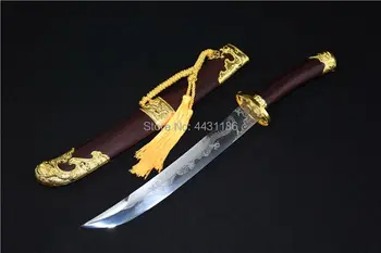 Handmade Chinese WuShu Dao Shord Sword Qing Dynasty Waist knife Sharp High Carbon Steel Dragon Blade/RoseWood Scabbard
Handmade Chinese WuShu Dao Shord Sword Qing Dynasty Waist knife Sharp High Carbon Steel Dragon Blade/RoseWood Scabbard