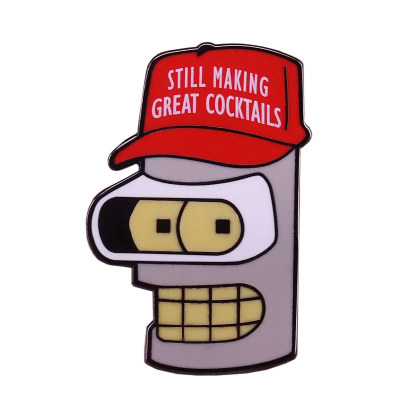 Red hat Bender enamel pin cocktails badge cute combat robot brooch Futurama anime jewelry future world adventure gift
Red hat Bender enamel pin cocktails badge cute combat robot brooch Futurama anime jewelry future world adventure gift