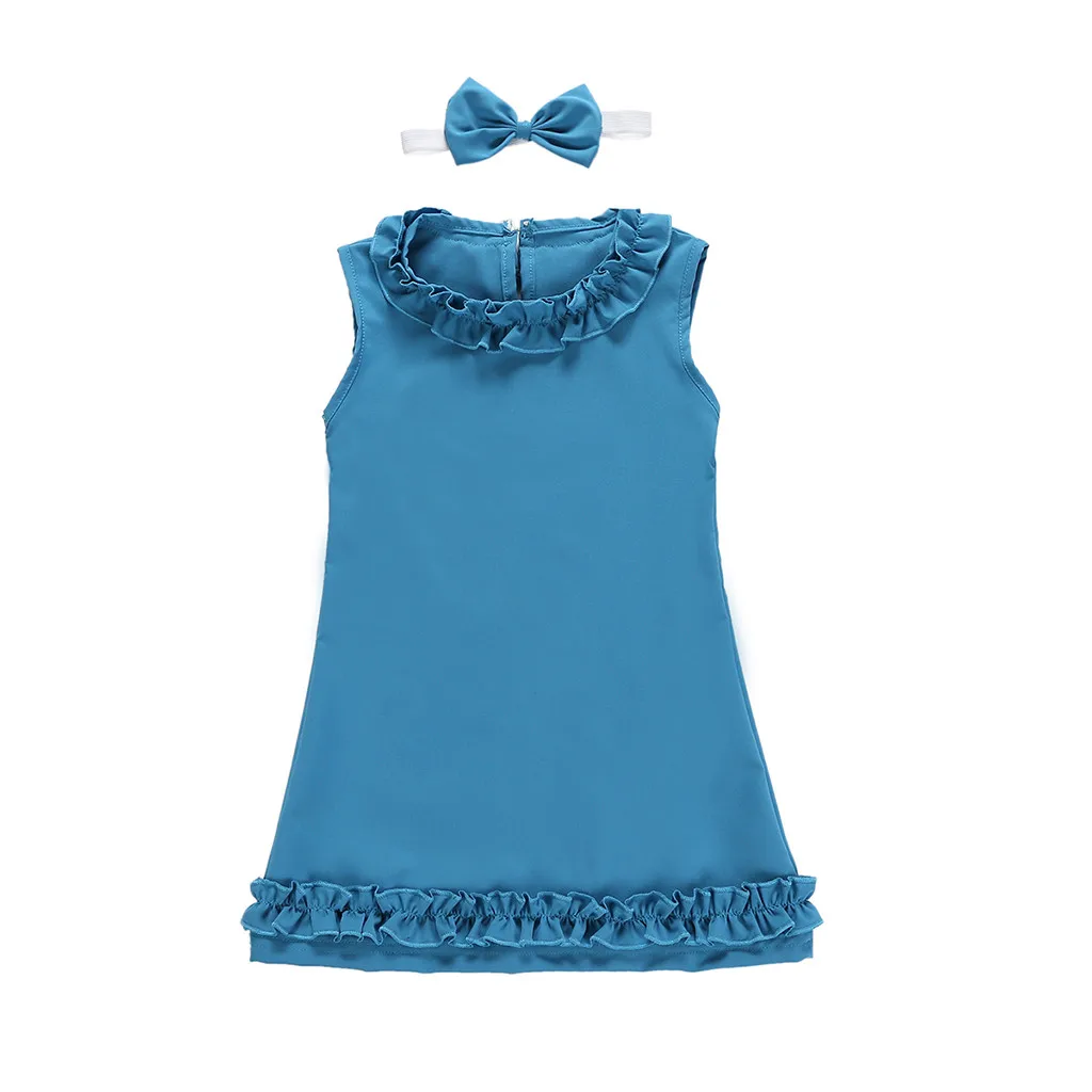 1-7 Years Girl Sleeveless Dress Clothes Toddler Baby Kids Girls Solid O-Neck Party Princess Dress+Bowknot Headband Set 2019
1-7 Years Girl Sleeveless Dress Clothes Toddler Baby Kids Girls Solid O-Neck Party Princess Dress+Bowknot Headband Set 2019