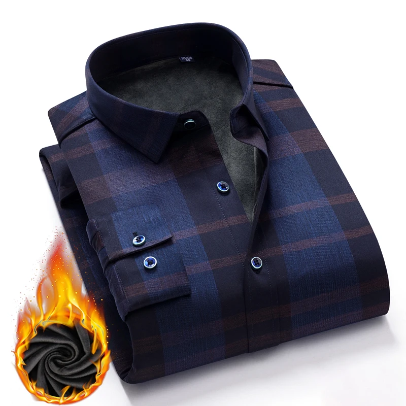Shirt Men Casual Shirts Winter Thick Warm Shirts Plaid solid color smooth elestic dress shirt Camisa masculina Chemise homme
Shirt Men Casual Shirts Winter Thick Warm Shirts Plaid solid color smooth elestic dress shirt Camisa masculina Chemise homme