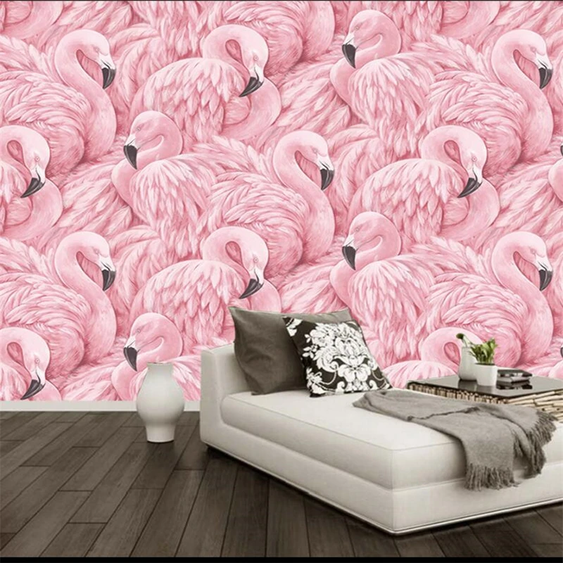 

beibehang wall papers home decor Custom wallpaper Flamingo background wall papel de parede 3d wallpaper for walls 3 d behang