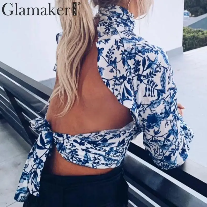 Glamaker Backless ruffles long sleeve blouse shirt Women floral print summer chiffon blouse Female boho bow tie blusas shirt top
Glamaker Backless ruffles long sleeve blouse shirt Women floral print summer chiffon blouse Female boho bow tie blusas shirt top