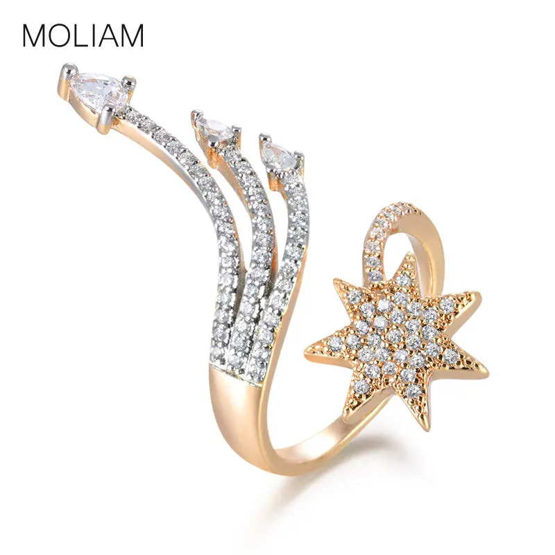 MOLIAM Luxury Long Tail Star Finger Rings for Women Girl Cubic Zirconia Adjustable Engagement Ring Unique Jewelry 2018 MLR615
MOLIAM Luxury Long Tail Star Finger Rings for Women Girl Cubic Zirconia Adjustable Engagement Ring Unique Jewelry 2018 MLR615