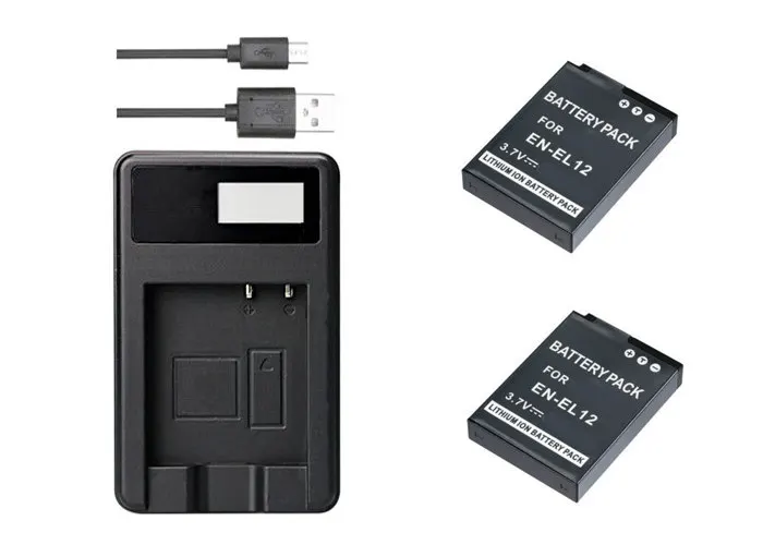

2X EN-EL12 ENEL12 EL12 Battery+LCD USB Charger for Nikon Coolpix S9700 S9500 W300 S9300 S9100 S8200 S8100 S8000 S6300 S6200.