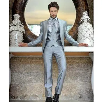 Slim Fit Silver Stain Men Suits Groom Tuxedos Custom Made Wedding Formal Bridegroom Suit 3Pieces (Jacket+Pants+Tie) For Man
Slim Fit Silver Stain Men Suits Groom Tuxedos Custom Made Wedding Formal Bridegroom Suit 3Pieces (Jacket+Pants+Tie) For Man