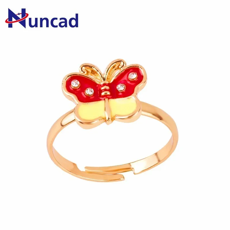 Gold Color Alloy Butterfly Ajustable Size Rings For Children Kids Girls Party Birthday Favor Gift Cute Pattern Ring Jewelry | Украшения и