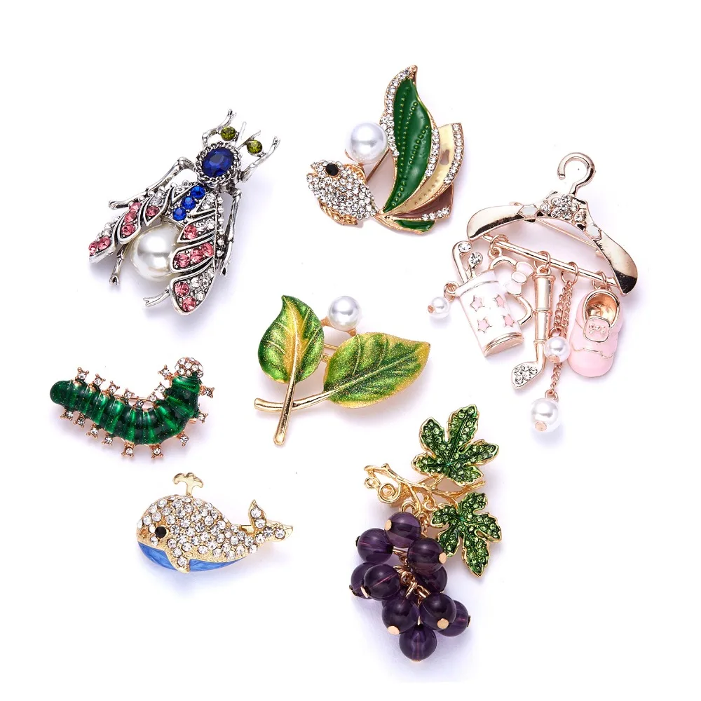 Crystal Animal Plant Brooches For Women Enamel Rhinestone Clothes Pins Silkworm Insect Grape Brooch Fashion Jewelry Gift
Crystal Animal Plant Brooches For Women Enamel Rhinestone Clothes Pins Silkworm Insect Grape Brooch Fashion Jewelry Gift