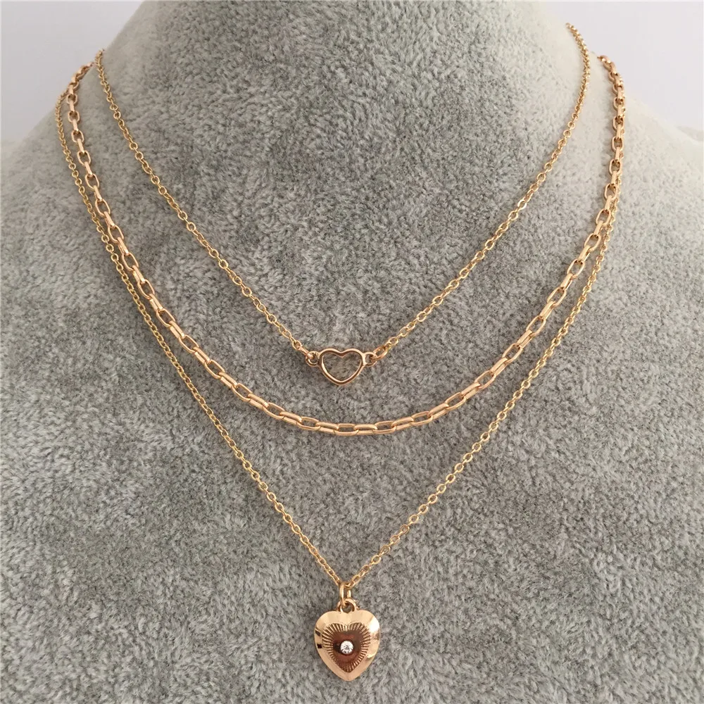 Fashion jewelry lovely gold color plating heart pendant layered necklace for women
Fashion jewelry lovely gold color plating heart pendant layered necklace for women