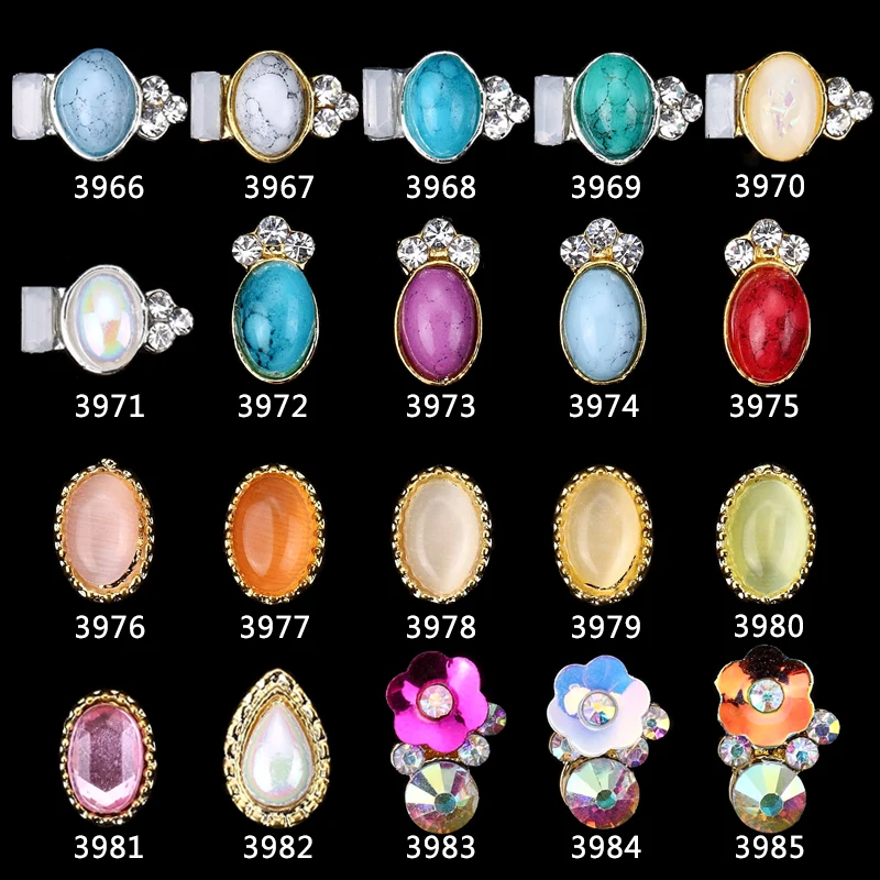 

100PCS oval shape metal Nail Art Gems Charms Strass Nail Art Decorations 3D Diy Rhinestones Crystal Studs For Nails##3966-3985