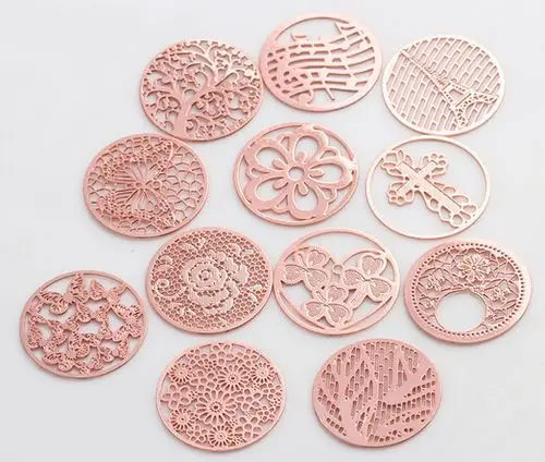 

20pcs/lot Rose Gold 22MM Round Hollow Floating Window Plates Fit For 30mm Magnetic Memory Floating Locket