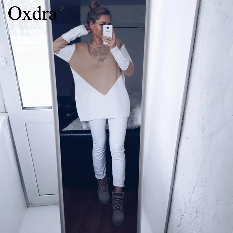 Oxdra Pullovers Sweater Round Neck Casual Loose Geometric Sweaters Knitting Women's Clothing 2019 Autumn Winter For Ladies
Oxdra Pullovers Sweater Round Neck Casual Loose Geometric Sweaters Knitting Women's Clothing 2019 Autumn Winter For Ladies