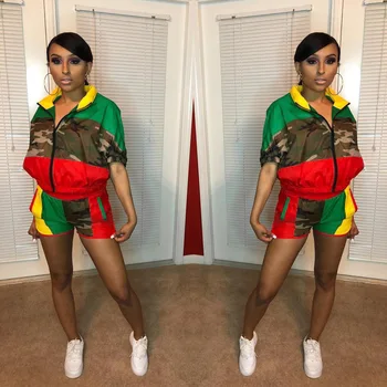 2020 summer fashion new north American style camouflage print patchwork short sleeve straight pants color camouflage shorts set
2020 summer fashion new north American style camouflage print patchwork short sleeve straight pants color camouflage shorts set