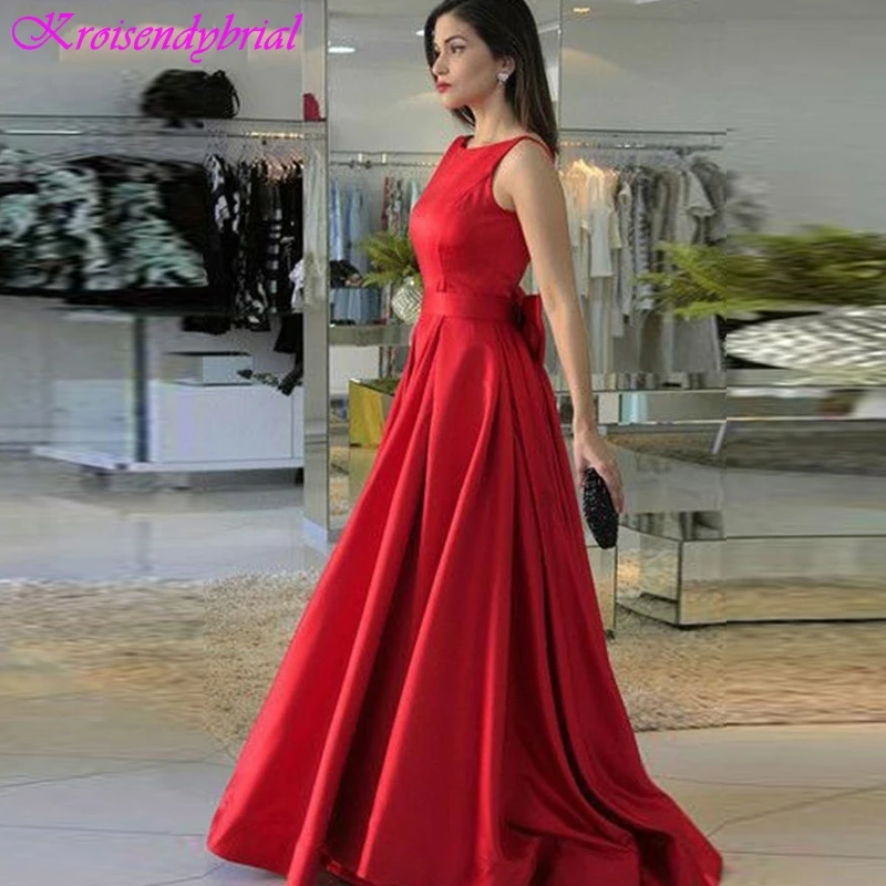 SQM028 Robe De Soiree Luxury Red Satin Evening Dresses Sexy Low Back Bow Simple Elegant Prom Formal Dresses 2019 Custom Made
SQM028 Robe De Soiree Luxury Red Satin Evening Dresses Sexy Low Back Bow Simple Elegant Prom Formal Dresses 2019 Custom Made
