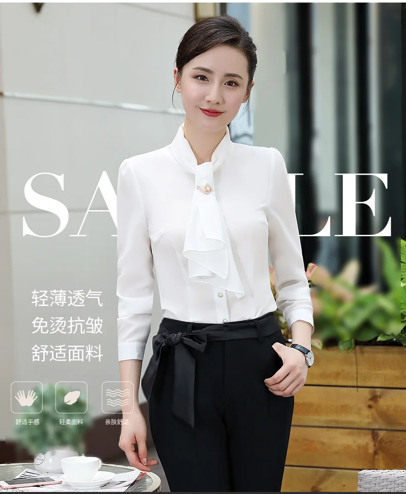 قمصان مكتب رسمية أنيقة جديدة من Naviu قمصان نسائية عصرية بأكمام طويلة بلوزات وبلوزات للسيدات ملابس عمل Blouse Office Office Ladyoffice Lady Fashion Aliexpress