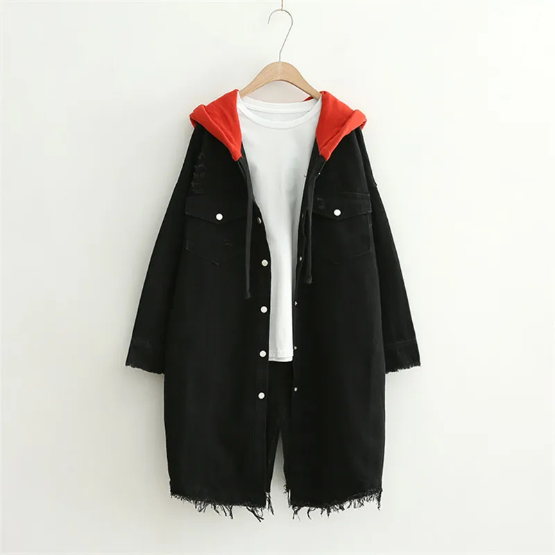 Hooded Denim Jacket Women Windbreaker Long Jeans Jacket Women Black Coat Oversized Spring Autumn Loose Harajuku Outerwear Female
Hooded Denim Jacket Women Windbreaker Long Jeans Jacket Women Black Coat Oversized Spring Autumn Loose Harajuku Outerwear Female