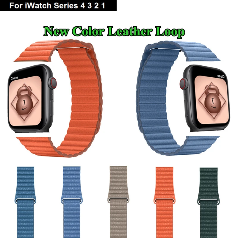New Genuine Cornflower Sunset Leather Loop for Apple Watch 44mm 40mm 42mm 38mm Strong Magnetic Leather Loop Strap for iWatch 4 3
New Genuine Cornflower Sunset Leather Loop for Apple Watch 44mm 40mm 42mm 38mm Strong Magnetic Leather Loop Strap for iWatch 4 3