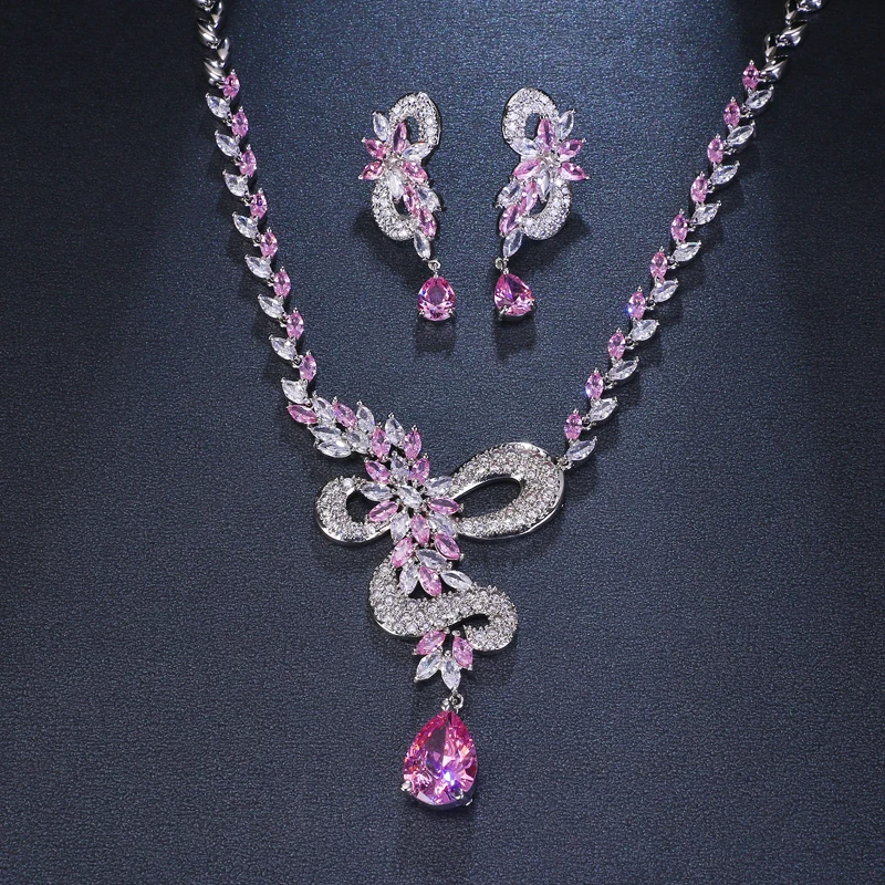 GMGYQ Luxury Fashion Pink Water Drop Zircon Earring Necklace Sets for Elegant Women Wedding Dress Jewelry Accessories
GMGYQ Luxury Fashion Pink Water Drop Zircon Earring Necklace Sets for Elegant Women Wedding Dress Jewelry Accessories