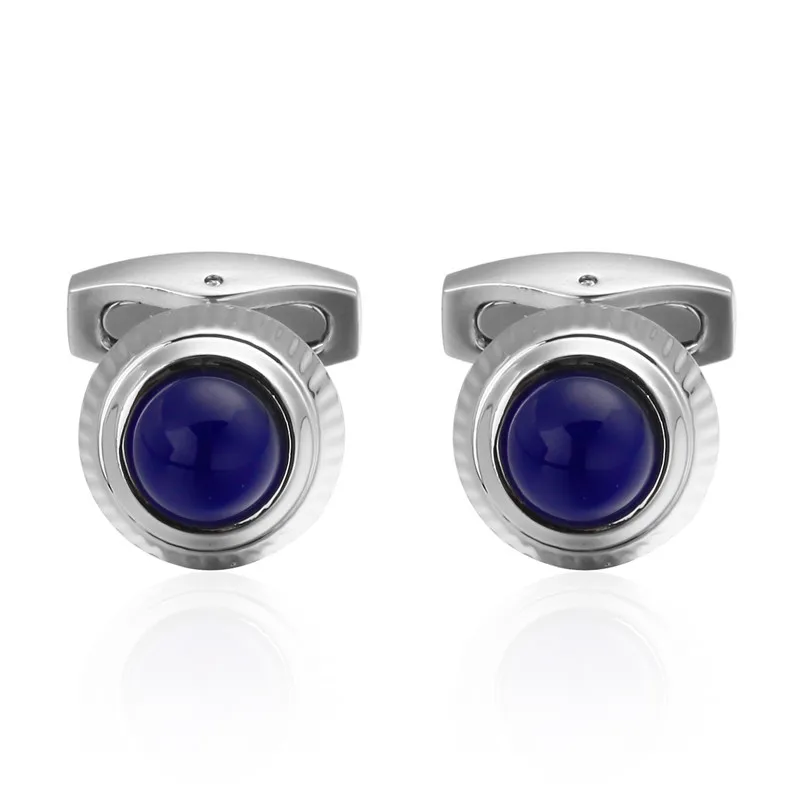 

HYX Luxury Fashion cufflinks for mens Brand cuff buttons cuff links High Quality SILVERY Blue Crystal abotoaduras Jewelry