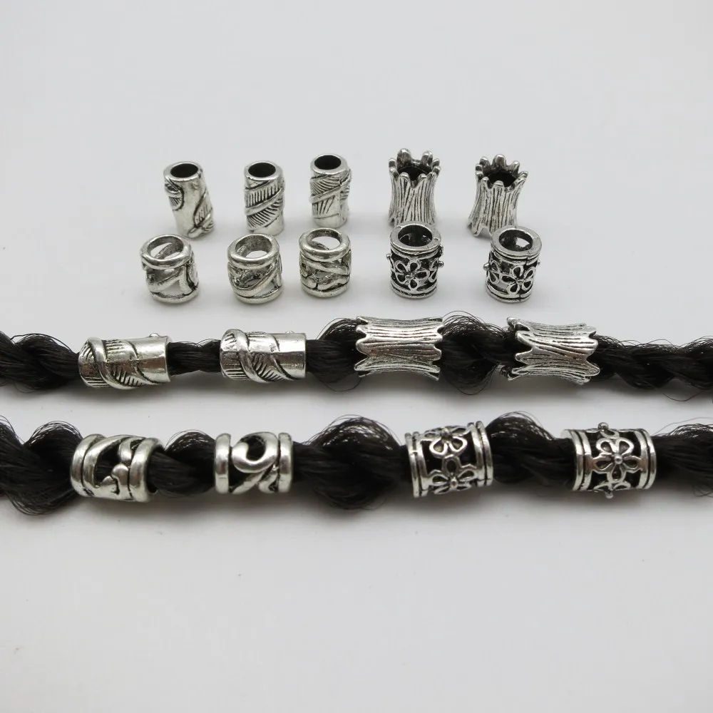 10pcs/pack Tibetan silver viking 4 styles hair braid dread dreadlock beard rings tube accessories suit for thin braids 
10pcs/pack Tibetan silver viking 4 styles hair braid dread dreadlock beard rings tube accessories suit for thin braids