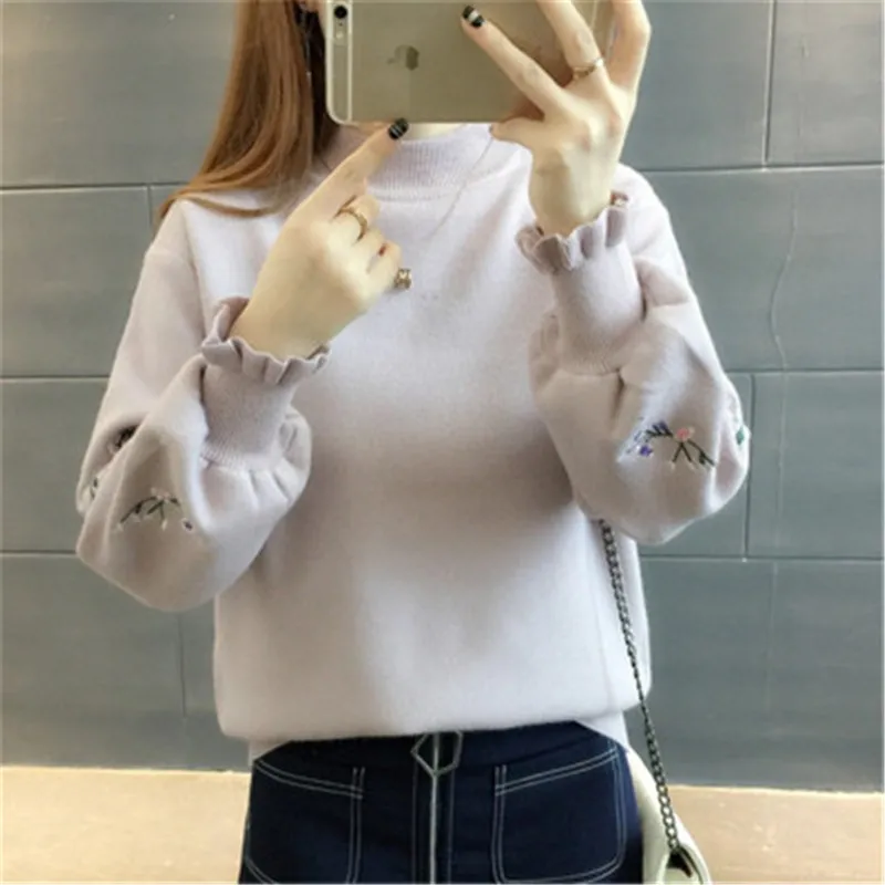 2018 Winter Pullover Sweater women Embroidery Knitting Sweater female Long sleeve Shrug Half Turtleneck Knitwear coat PZ522
2018 Winter Pullover Sweater women Embroidery Knitting Sweater female Long sleeve Shrug Half Turtleneck Knitwear coat PZ522