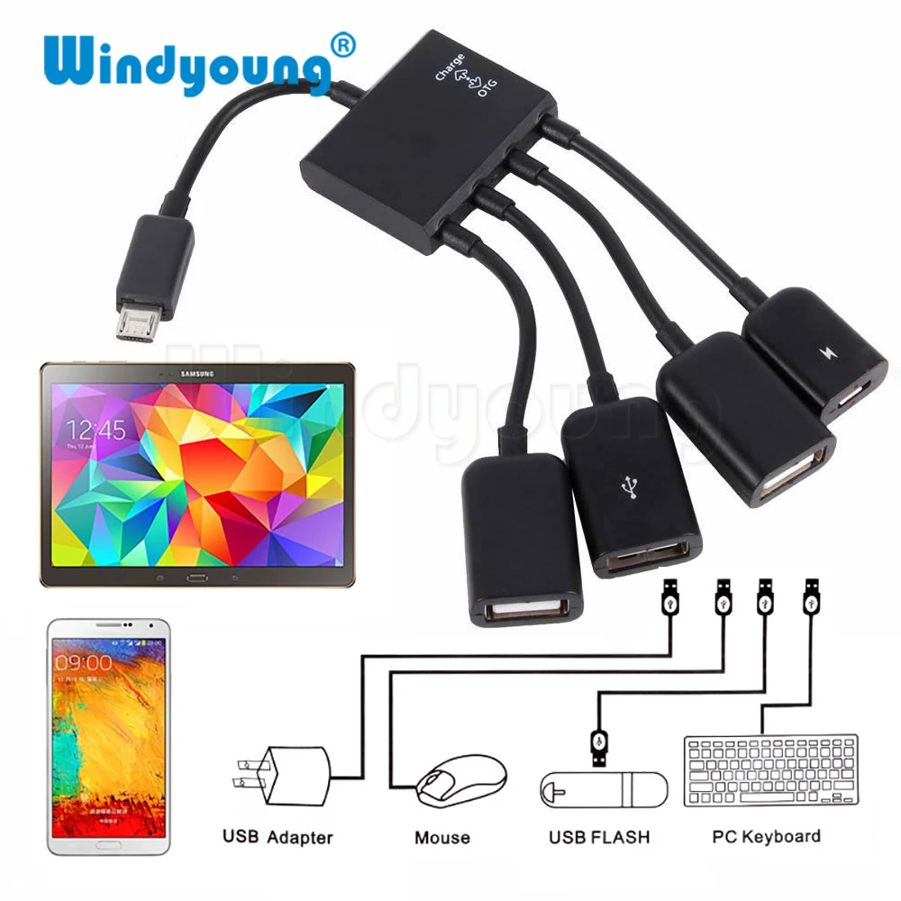 4 Ports USB 2.0 Hub 4 in 1 Micro USB Host OTG Cable Charging Hub Cord Adapter Splitter for Android phone Tablet PC usb drives
4 Ports USB 2.0 Hub 4 in 1 Micro USB Host OTG Cable Charging Hub Cord Adapter Splitter for Android phone Tablet PC usb drives