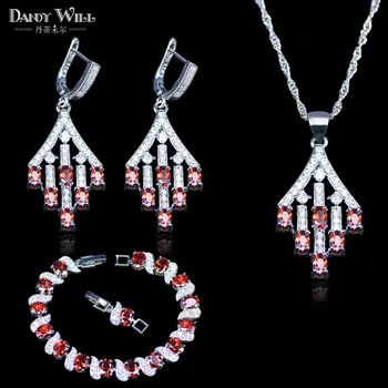 Royal Red Cubic Zircon Silver Color Jewelry Sets For Women Earring Pendant Necklace Bracelet Best Wedding Jewelry
Royal Red Cubic Zircon Silver Color Jewelry Sets For Women Earring Pendant Necklace Bracelet Best Wedding Jewelry
