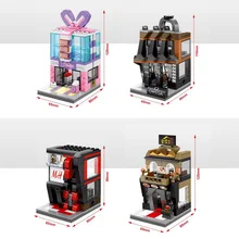 Ville chaude mini rue vue brique coréen barbecue Restaurant Omega montres Boutique M & H Boutique magasin bloc de construction pour enfants jouets(China)