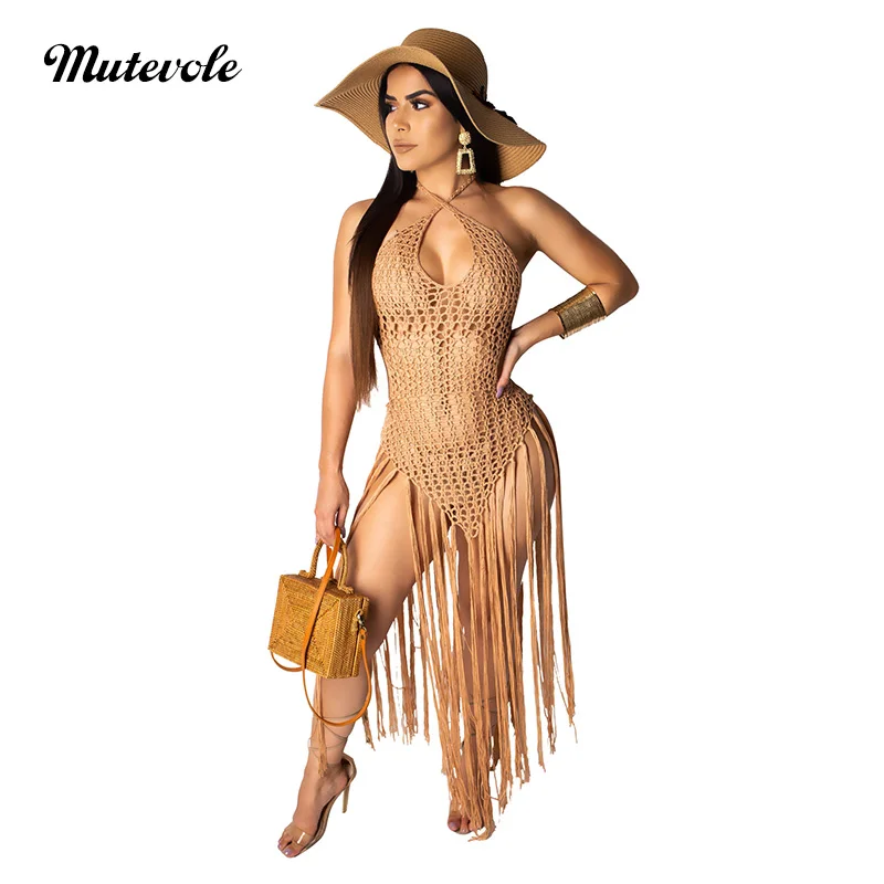 Mutevole Sleeveless Summer Beach Tassel Dress Women Sexy Hollow Out Knitted Crochet Dress Solid Backless Halter Party Dresses
Mutevole Sleeveless Summer Beach Tassel Dress Women Sexy Hollow Out Knitted Crochet Dress Solid Backless Halter Party Dresses