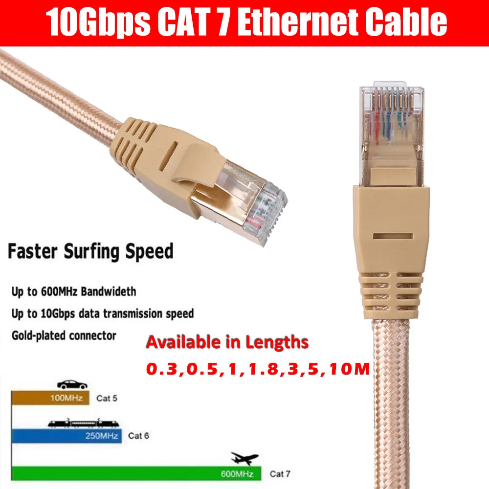 Braid RJ45 CAT7 Network LAN Ethernet SSTP 10Gbps Fast Gigabit Patch Cable 0.3/0.5/1/1.8/2/3/5//10m
Braid RJ45 CAT7 Network LAN Ethernet SSTP 10Gbps Fast Gigabit Patch Cable 0.3/0.5/1/1.8/2/3/5//10m