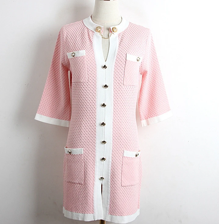 New 2019 Summer women Pink Patchwork Dress Runway Designer Korean Cute Sweater knitted Dress Buttons Pockets Split Casual Dress
New 2019 Summer women Pink Patchwork Dress Runway Designer Korean Cute Sweater knitted Dress Buttons Pockets Split Casual Dress
