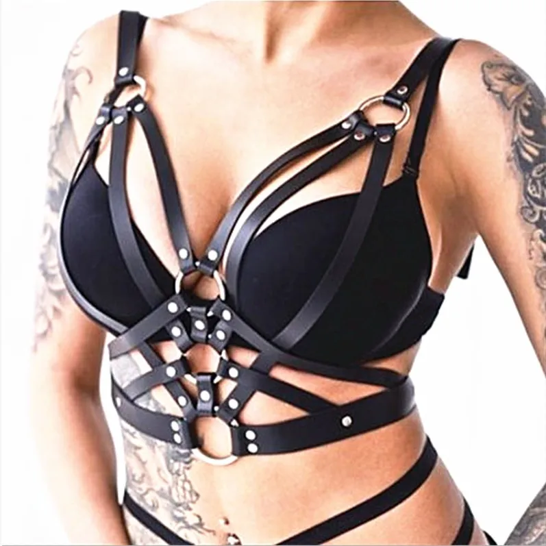 Black Sexy Women Belts Punk Rock Halterneck Gothic Leather Harness Garter Bondage Cage Bustier Corset Sculpting Chest Waist Belt
Black Sexy Women Belts Punk Rock Halterneck Gothic Leather Harness Garter Bondage Cage Bustier Corset Sculpting Chest Waist Belt