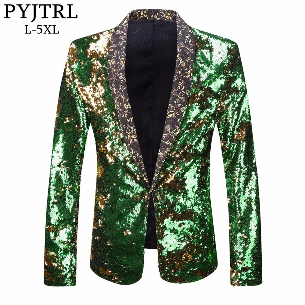 PYJTRL Men Plus Size Double-Color Green Blue Silver Gold Red Black Sequins Blazer Singer Costume Prom Wedding Suit Jacket Outfit
PYJTRL Men Plus Size Double-Color Green Blue Silver Gold Red Black Sequins Blazer Singer Costume Prom Wedding Suit Jacket Outfit