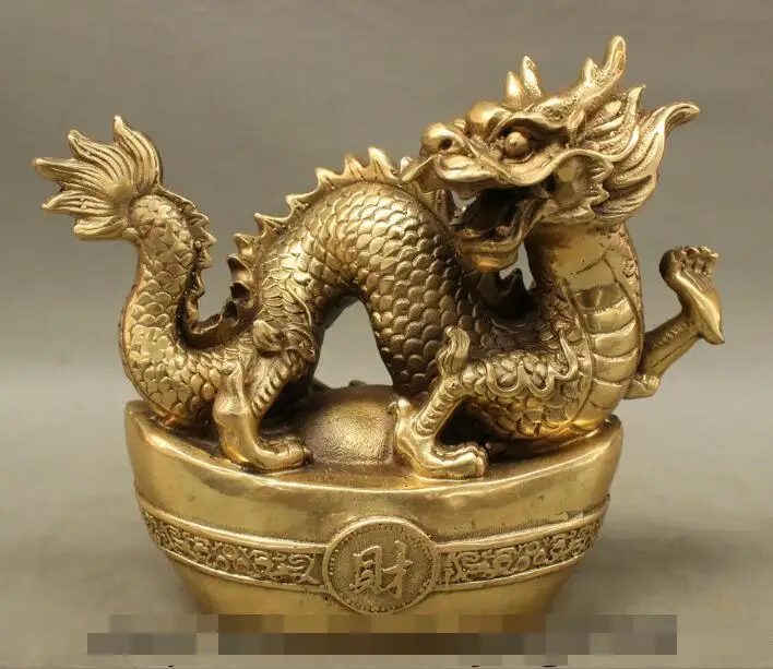 S5356 8" Folk Chinese Brass Wealth Lucky Year Zodiac Dragon On YuanBao Bronze Statue discount 30% (C0324)
S5356 8" Folk Chinese Brass Wealth Lucky Year Zodiac Dragon On YuanBao Bronze Statue discount 30% (C0324)