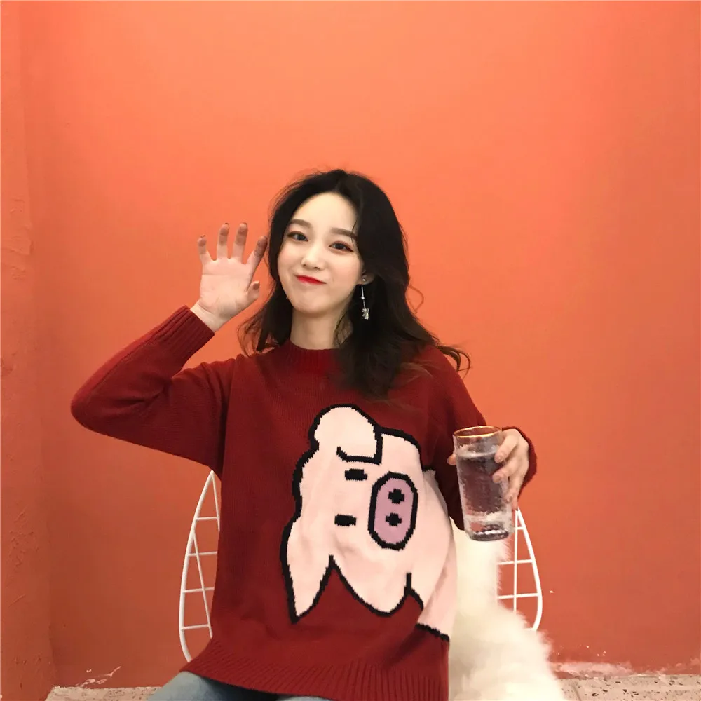 Lychee Girls Cartoon Pig Happy New Year Sweaters O Neck Long Sleeve Cute Knitted Sweaters Autumn Winter Sweet Sweater Pullovers
Lychee Girls Cartoon Pig Happy New Year Sweaters O Neck Long Sleeve Cute Knitted Sweaters Autumn Winter Sweet Sweater Pullovers