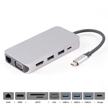 Thunderbolt 3 Dock USB-C VGA HDMI Ethernet 3 Ports HUB TF SD Charger Card Reader Multiport Adapter
Thunderbolt 3 Dock USB-C VGA HDMI Ethernet 3 Ports HUB TF SD Charger Card Reader Multiport Adapter