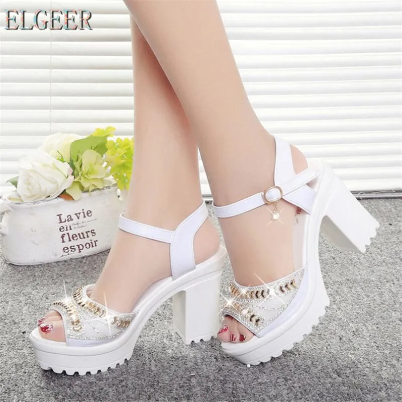 ELGEER 2019 new thick with sandals female summer diamond fish mouth thick bottom muffin waterproof platform with high
ELGEER 2019 new thick with sandals female summer diamond fish mouth thick bottom muffin waterproof platform with high