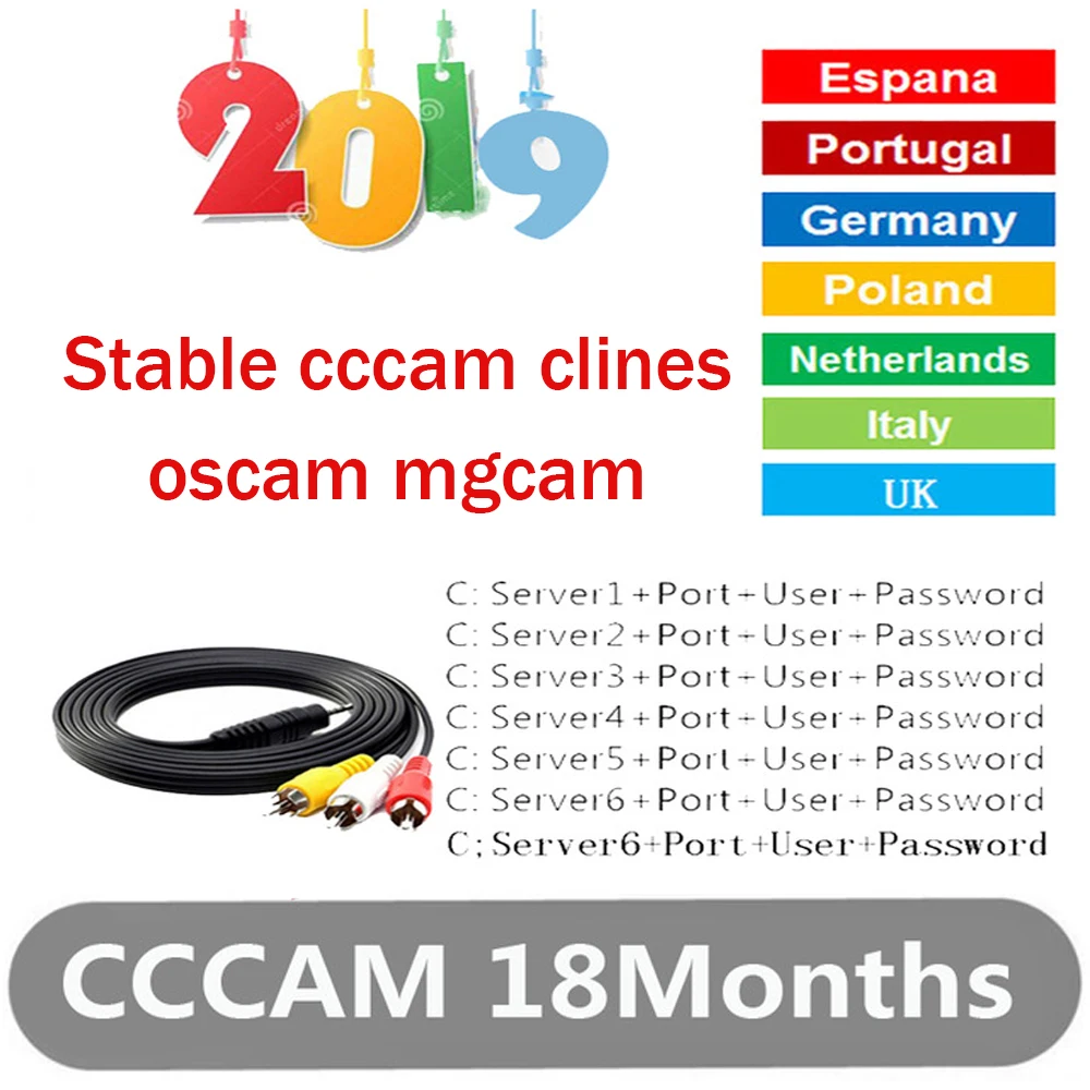 Europe Cccams clines For 1 Year Spain/Germany oscam mgcam 10line For DVB-S2 V8 Nova,V7 HD,V7S,IKS Receptor Satellite TV Receiver
Europe Cccams clines For 1 Year Spain/Germany oscam mgcam 10line For DVB-S2 V8 Nova,V7 HD,V7S,IKS Receptor Satellite TV Receiver