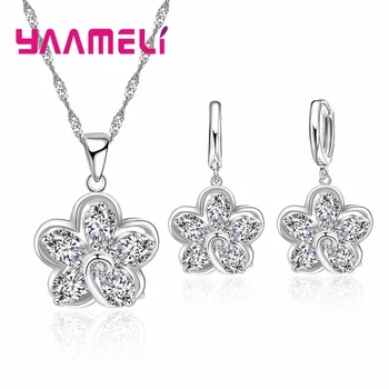 Elegance Flower Pendant Necklace Earrings Jewelry Gift Set 925 Sterling Silver Cubic Zircon Stone Jewellery for Women
Elegance Flower Pendant Necklace Earrings Jewelry Gift Set 925 Sterling Silver Cubic Zircon Stone Jewellery for Women