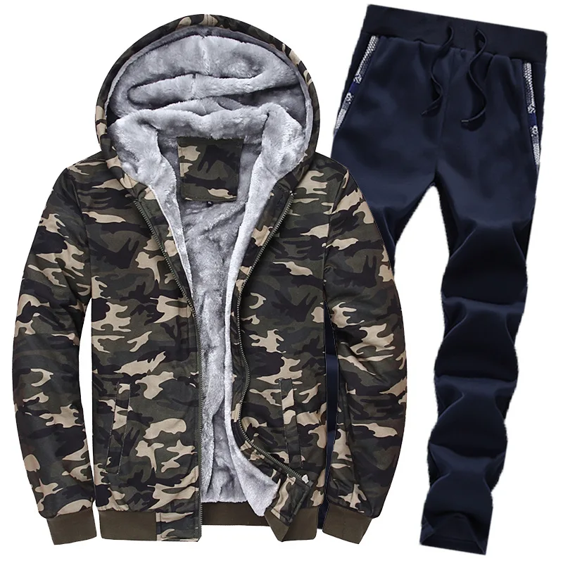 Winter Warm Tracksuits Men Set 2018 Casual Camouflage Fleece Hooded Hoodie Outwear 2 Pieces Sporting Sets Men's Sportswear Suits
Winter Warm Tracksuits Men Set 2018 Casual Camouflage Fleece Hooded Hoodie Outwear 2 Pieces Sporting Sets Men's Sportswear Suits