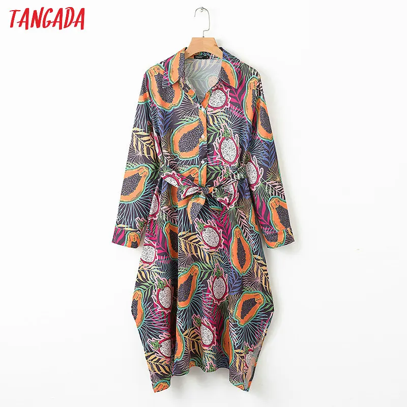 Tangada women fruit print shirt dress long sleeve sashes bow tie 2019 female midi dresses chic vestido 1D154
Tangada women fruit print shirt dress long sleeve sashes bow tie 2019 female midi dresses chic vestido 1D154